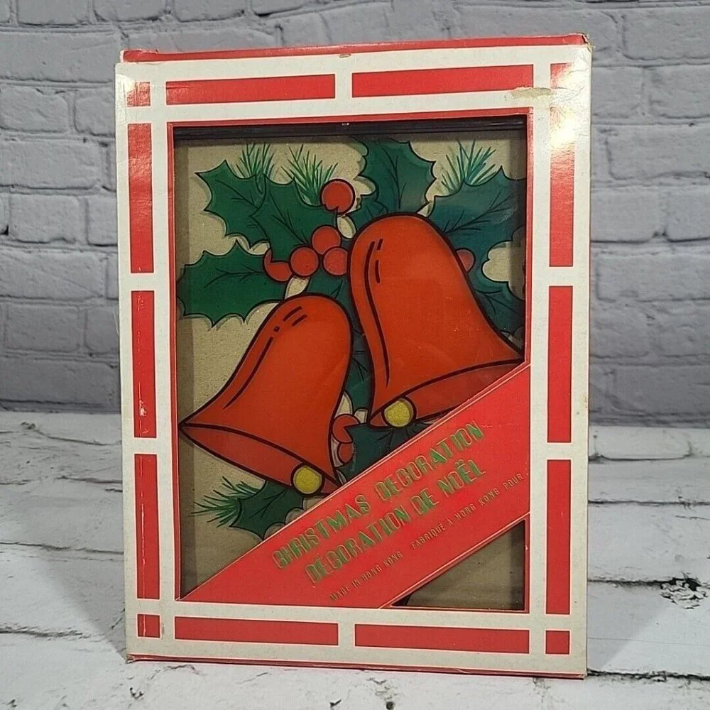 Accents | Vintage Stained Glass Christmas Suncatcher Bells Original Box ...